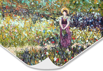 Impressionistische Ölmalerei, Frau mit Blumen