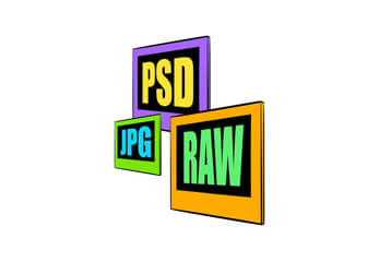 Darstellung von Bildformaten, RAW, JPG, PSD