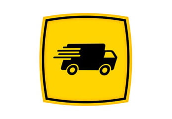 Ein gelbes Logo für Expresslieferung