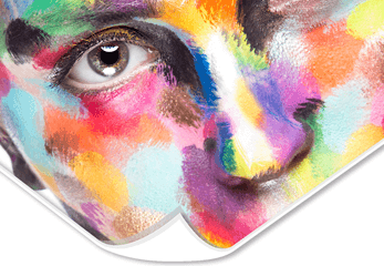 Backlightfolie Selbstklebend Ein bunt geschminktes Gesicht auf Folie